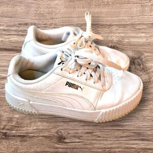 PUMA Classic Y2K Vintage Carina White Lace-Up Sneakers Soft Foam Comfort Size 6